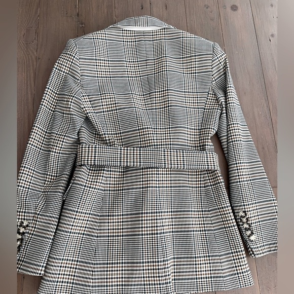 Veronica Beard Ryanne Belted Plaid Dickey Jacket ecru green multi NWT - Picture 8 of 11